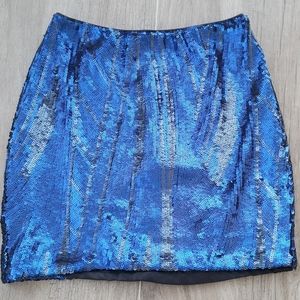 BEBE Blue sequin Skirt holiday nye